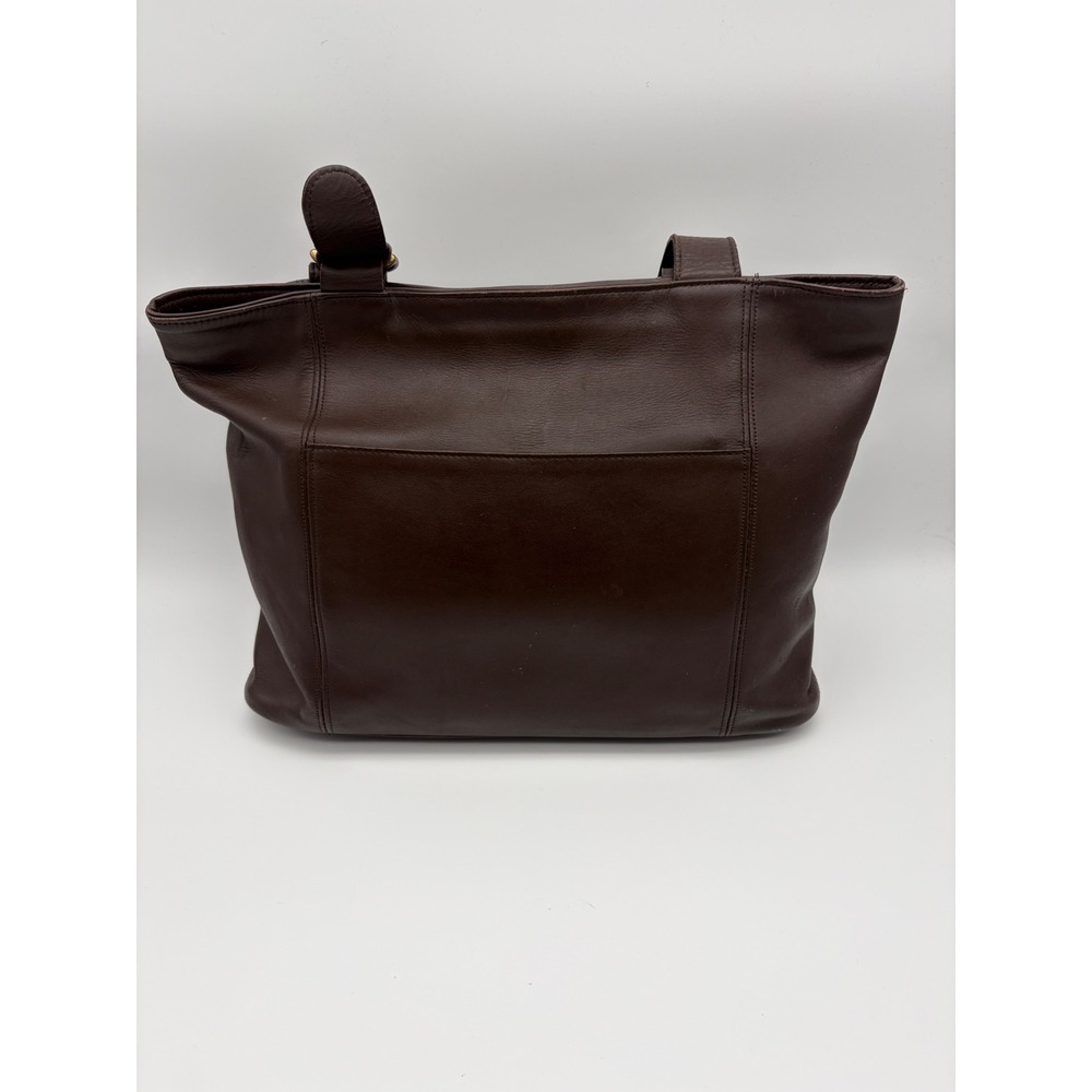 Vintage Coach 4155 Dark Brown Leather Tote Shoulder Bag Brass Hardware